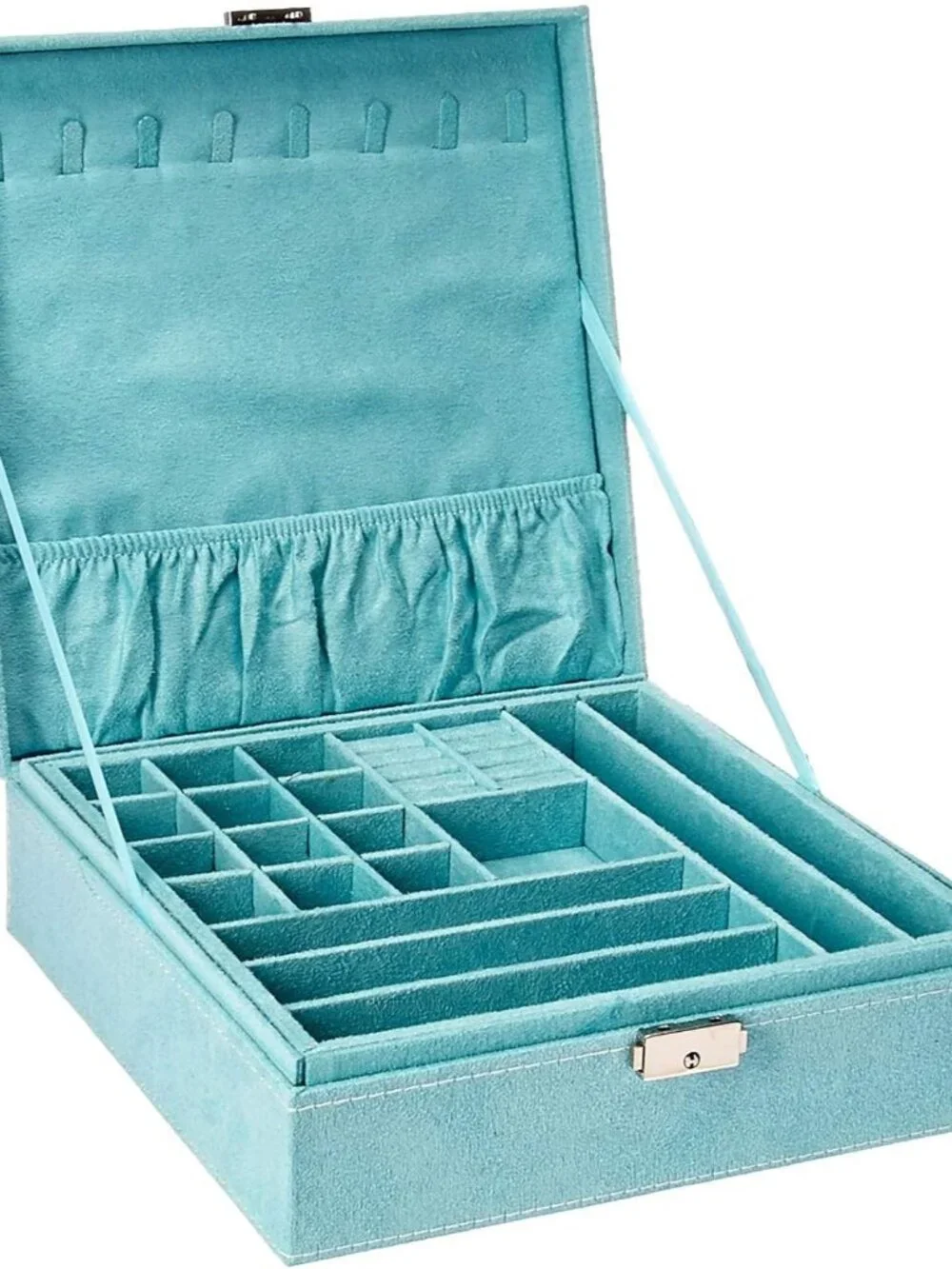Elegant Two-Layer Jewelry Box Organizer with Lock